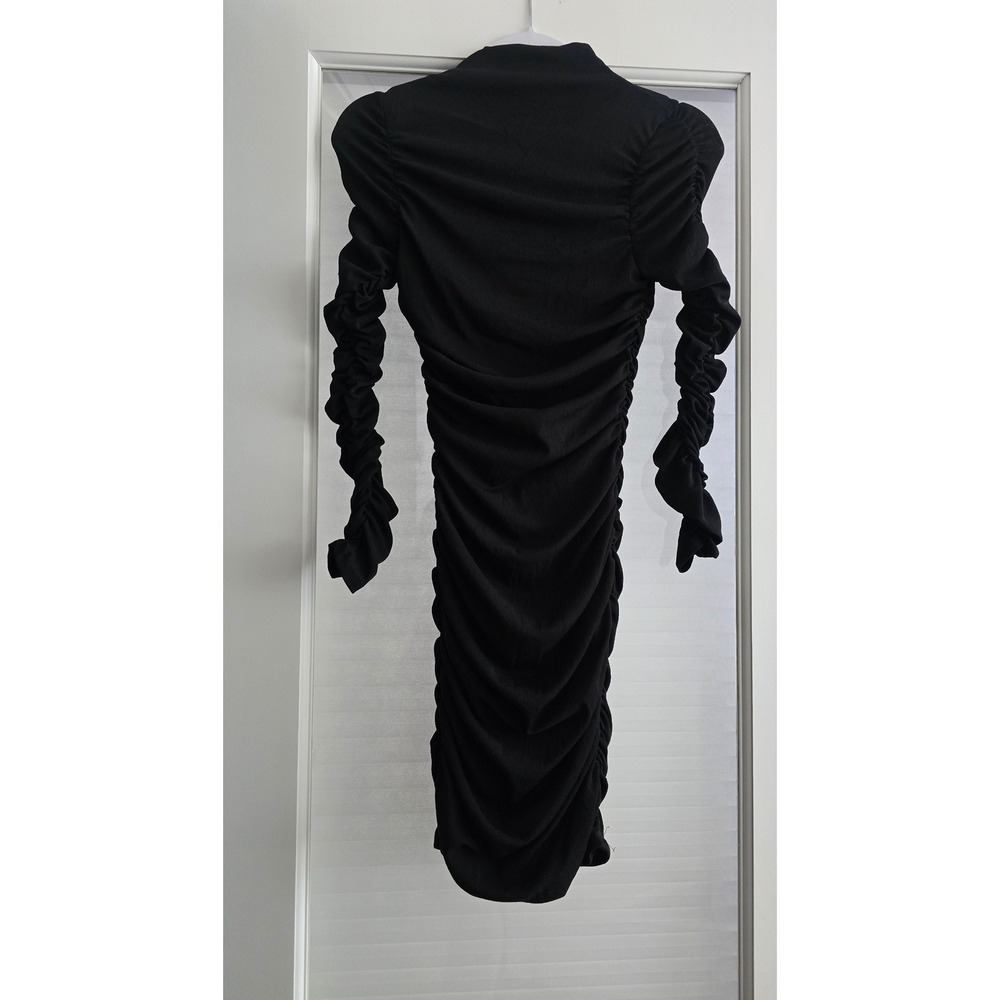 ASTR the Label Black Ruched Mock Neck Bodycon Mini Dress Womens XS‎